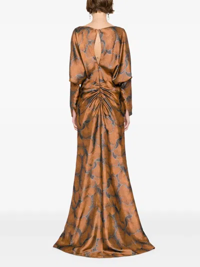 Amsale Long Sleeve Jacquard Gown