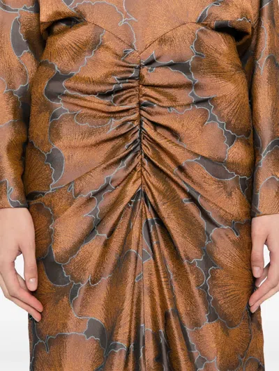 Amsale Long Sleeve Jacquard Gown