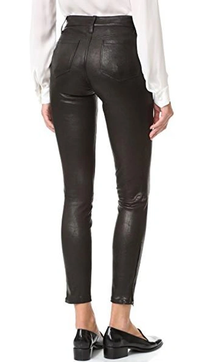 Shop L Agence Aurelie Leather Leggings In Noir