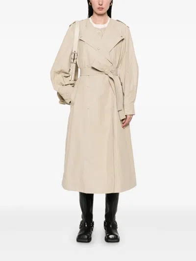 Moncler Gourdon Cotton-blend Trench Coat In Beige