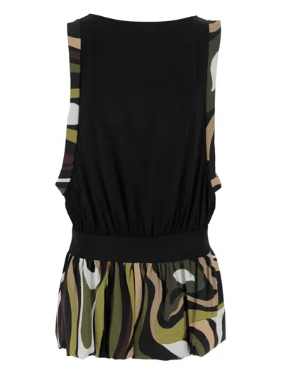 Pucci Open-back Gathered Printed Stretch-satin Jersey Mini Dress