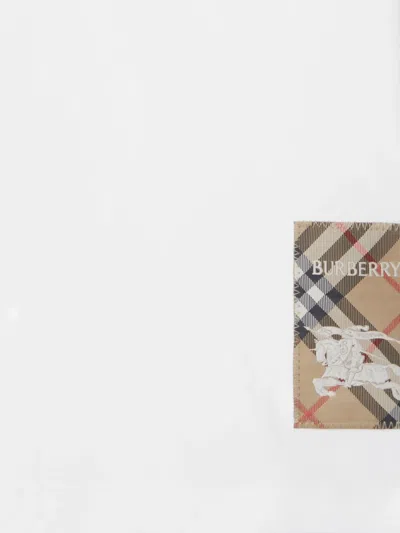 Burberry Kids' Check-print Label Cotton T-shirt In White