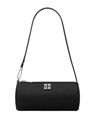 Tory Burch Virginia Nylon Cylindrical Shoulder Bag In Black