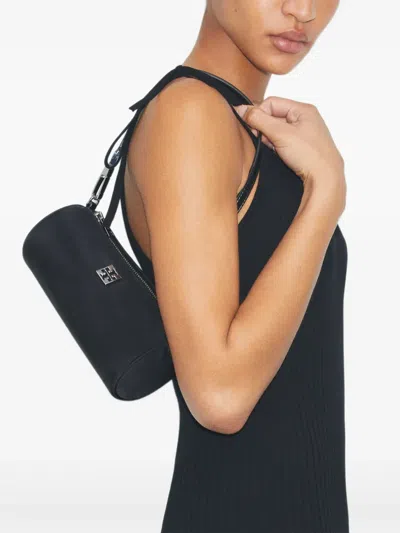 Tory Burch Virginia Nylon Cylindrical Shoulder Bag In Black