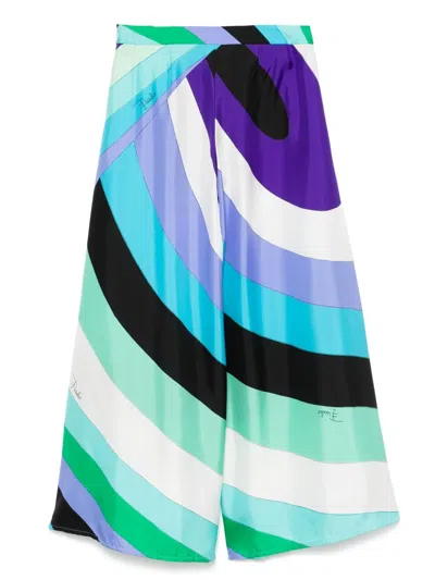 Pucci Maxi Pants With Iris Print In Multi