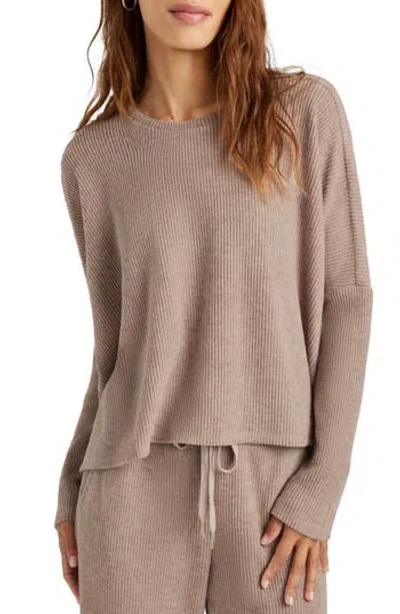 Splendid London Long Sleeve Lounge Top In Brown