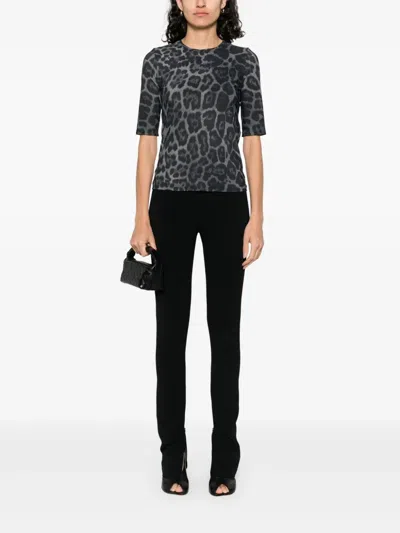Stella Mccartney Animal Print Crewneck Top Three Quarter Sleeves In Blue