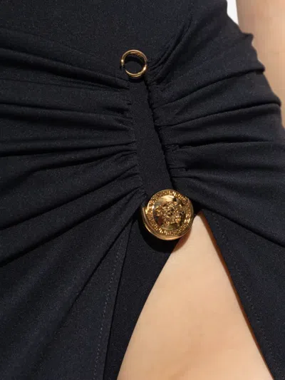 Versace Rolled High-rise Midi Skirt In 1b000 Black