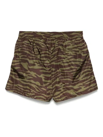 Attico Zebra Shorts In Khaki/brown Nylon