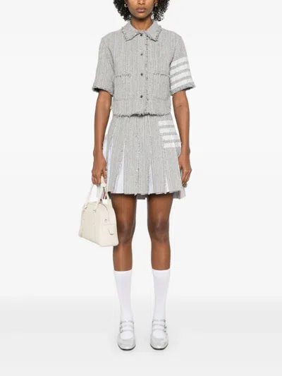 Thom Browne Shirt Cotton Blend Frayed Edges In Gray