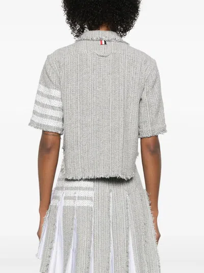 Thom Browne Shirt Cotton Blend Frayed Edges In Gray