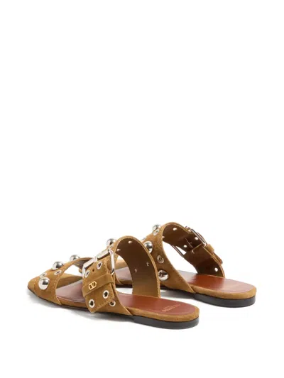 Valentino Garavani Valentino Nellcote Stud-embellished Suede Sliders In Brown