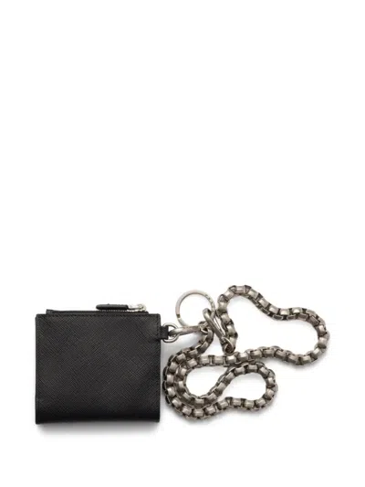 Prada Black Leather Wallet In Black