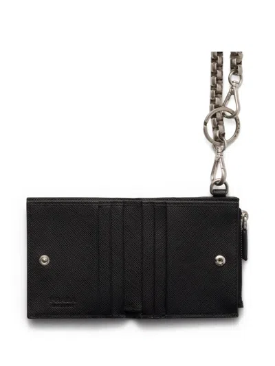 Prada Black Leather Wallet In Black