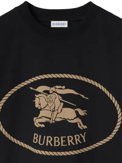 Burberry Knight Stamp Cotton T-shirt In Black