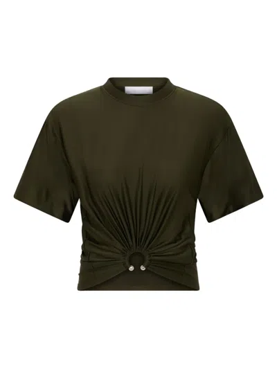 Rabanne Cut-out Knot Detail Round Neck Top In Green