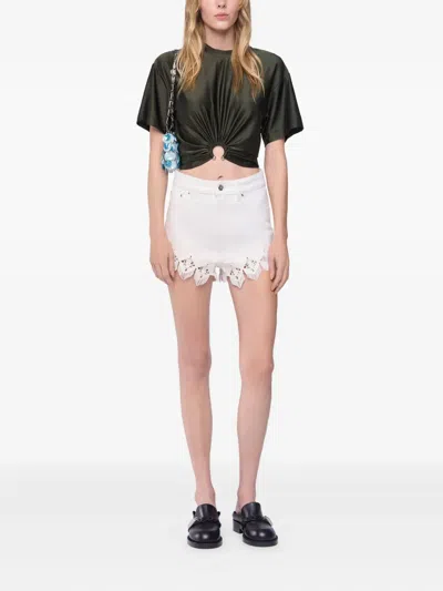 Rabanne Cut-out Knot Detail Round Neck Top In Green