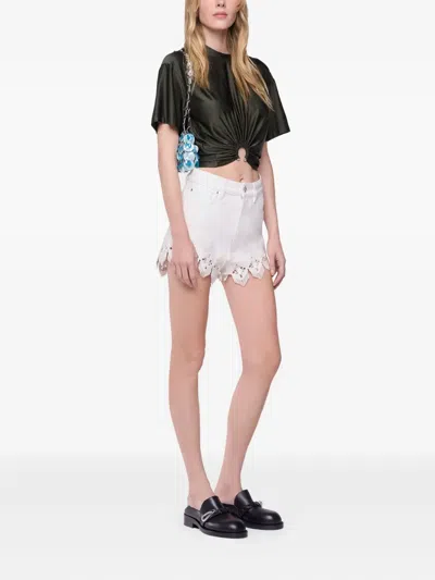 Rabanne Cut-out Knot Detail Round Neck Top In Green