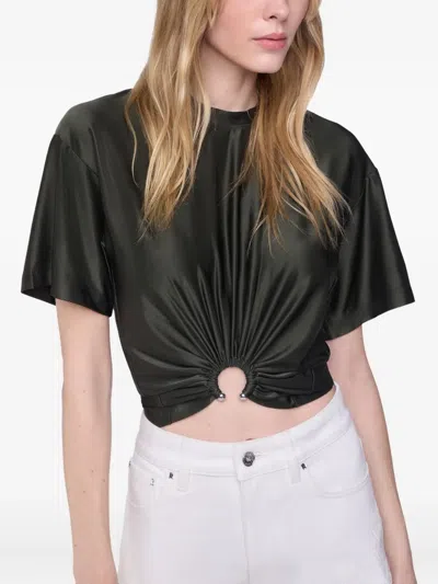 Rabanne Cut-out Knot Detail Round Neck Top In Green