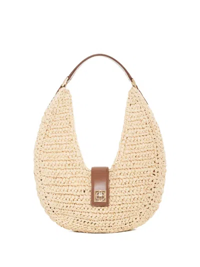 Anine Bing Lou Monogram Shoulder Bag In Neutral