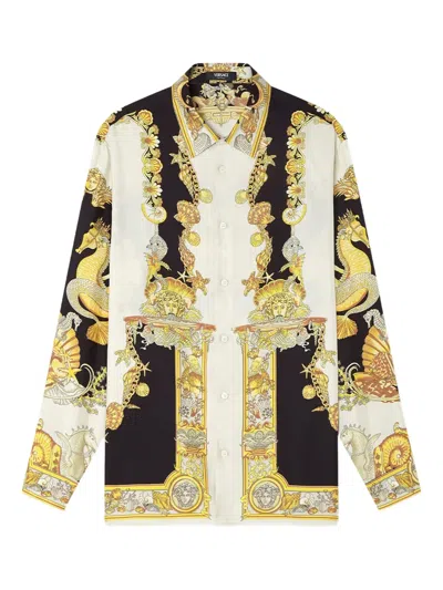 Versace Coral Theatre Print Bowling Shirt In Multi