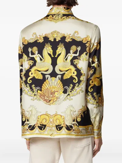 Versace Coral Theatre Print Bowling Shirt In Multi