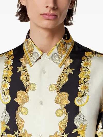 Versace Coral Theatre Print Bowling Shirt In Multi