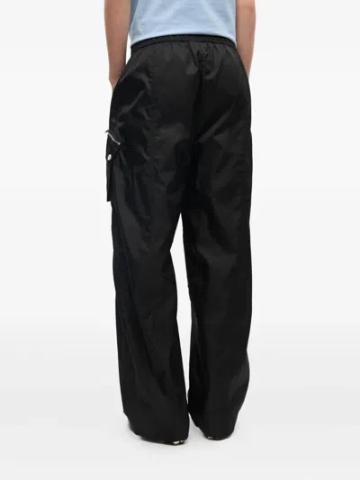 Ganni Duchesse Nylon Oversized Elasticated Pants Black In Black
