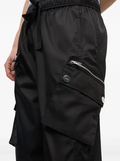 Ganni Duchesse Nylon Oversized Elasticated Pants Black In Black
