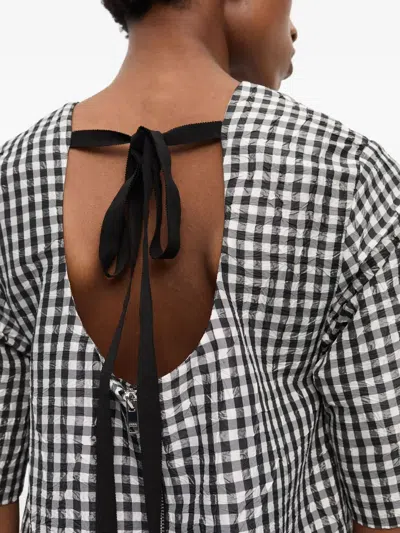 Ganni Mini Dress With Crinkled Check Pattern In Multi