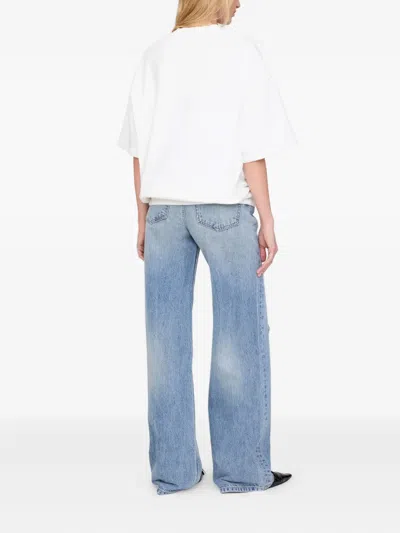 Anine Bing Short-sleeve Pullover In Soft French Terry In White