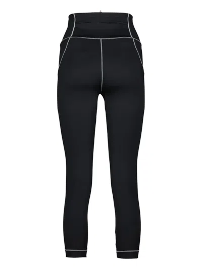 Moncler Logo Leggings Featuring Contrast Stitching In Black