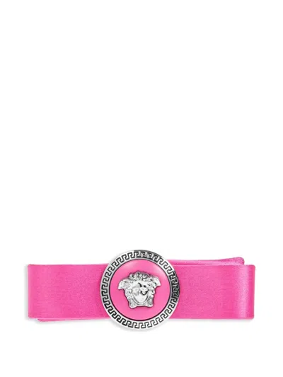 Versace Biggie Medusa Satin Hair Clip In Pink