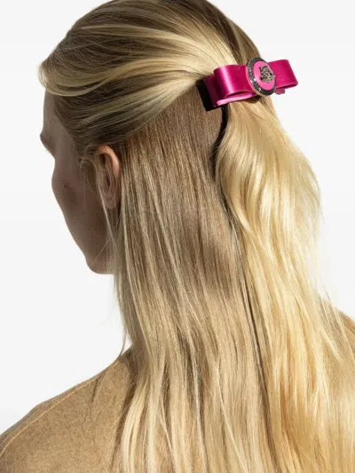 Versace Biggie Medusa Satin Hair Clip In Pink