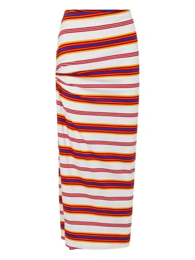 Rabanne Embellished Striped Stretch-jersey Maxi Skirt In Multi