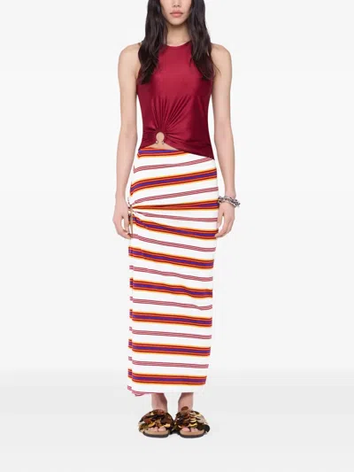 Rabanne Embellished Striped Stretch-jersey Maxi Skirt In Multi