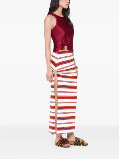 Rabanne Embellished Striped Stretch-jersey Maxi Skirt In Multi
