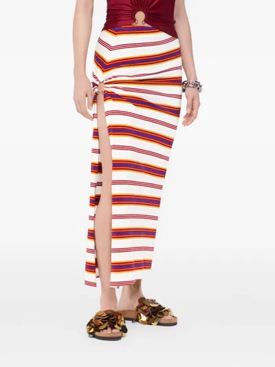 Rabanne Embellished Striped Stretch-jersey Maxi Skirt In Multi
