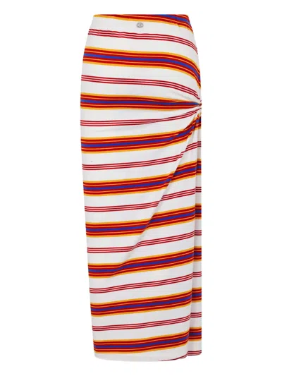 Rabanne Embellished Striped Stretch-jersey Maxi Skirt In Multi