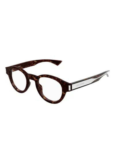 Saint Laurent Round-frame Glasses In Brown