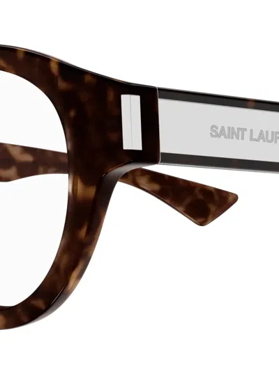 Saint Laurent Round-frame Glasses In Brown