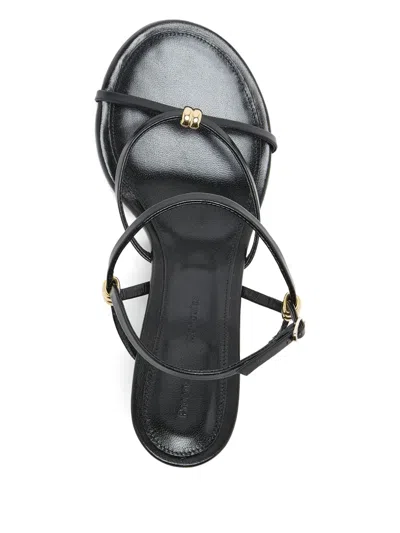 Proenza Schouler Coil Embellished Crinkled Glossed-leather Wedge Sandals In Black