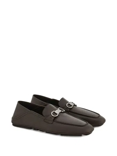 Ferragamo Gancini Horsebit-embellished Leather Loafers In Black