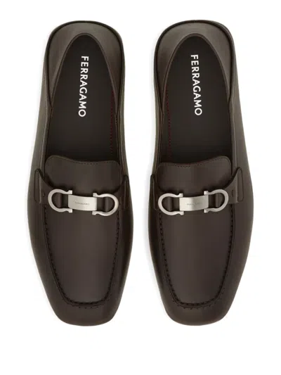 Ferragamo Gancini Horsebit-embellished Leather Loafers In Black