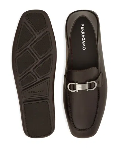 Ferragamo Gancini Horsebit-embellished Leather Loafers In Black