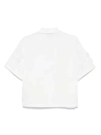Msgm Textured Cotton Shirt Short Sleeves In White