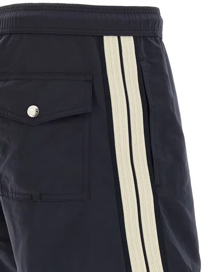 Moncler Logo Patch Drawstring Swim Shorts In Blue