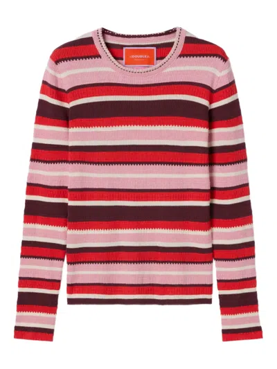 La Doublej Striped Ribbed Cotton And Cashmere-blend Sweater