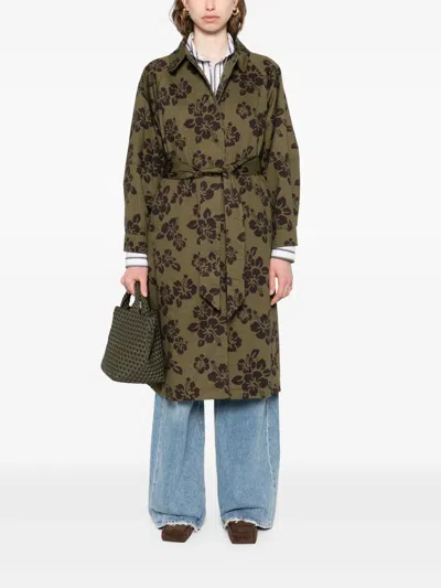 Aspesi Hibiscus-print Coat In Fiore Militare