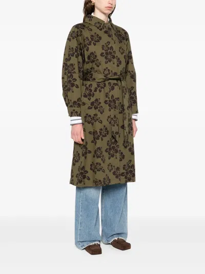 Aspesi Hibiscus-print Coat In Fiore Militare